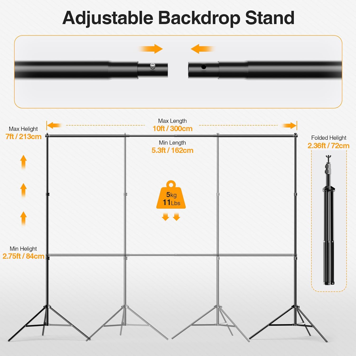 ［Super Sale］10X7 FT Backdrop Stand - Basic Kit