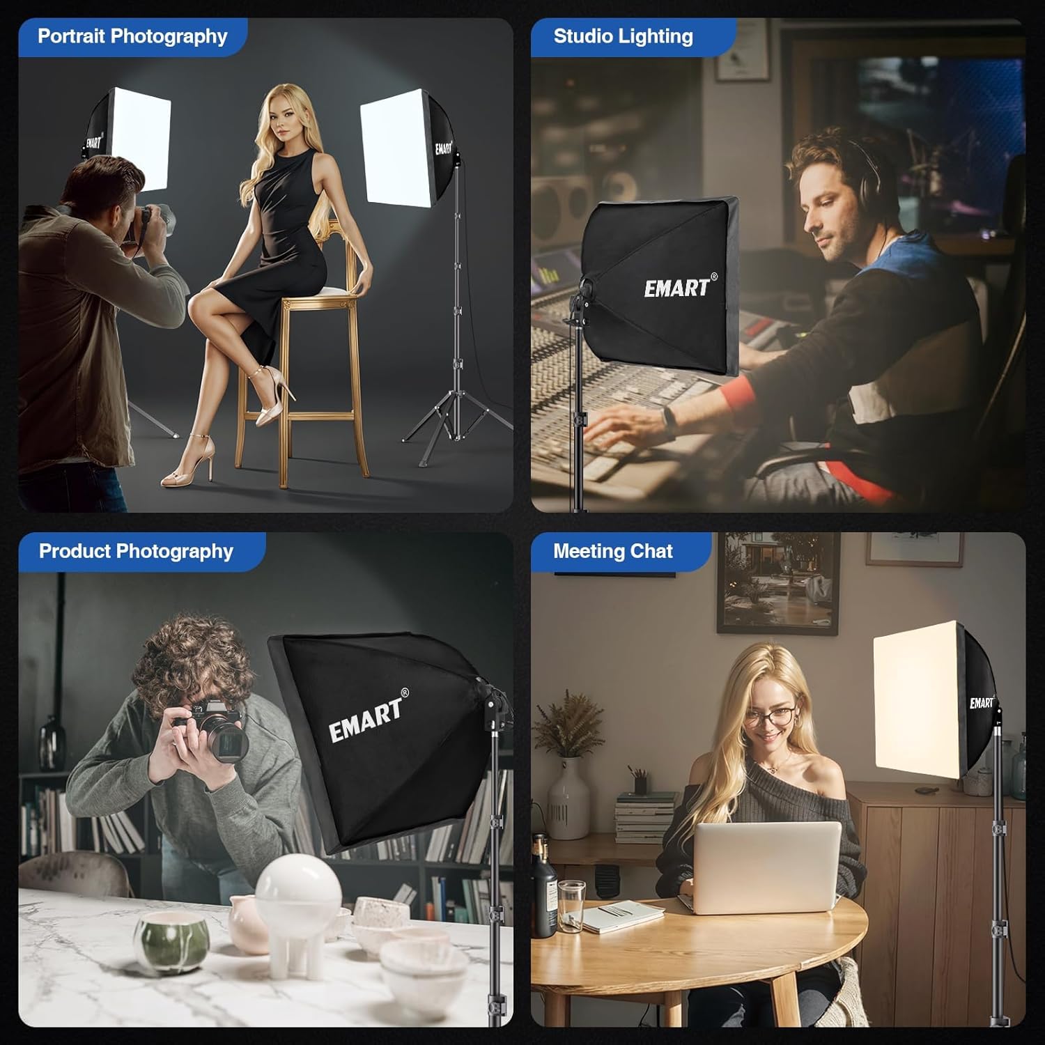 50 x 70cm Softbox Set, 85W 3000-6000K Dimmable LED Softbox Beleuchtung 50 x 70cm Softbox Set, 85W 3000-6000K Dimmable LED Softbox Beleuchtung