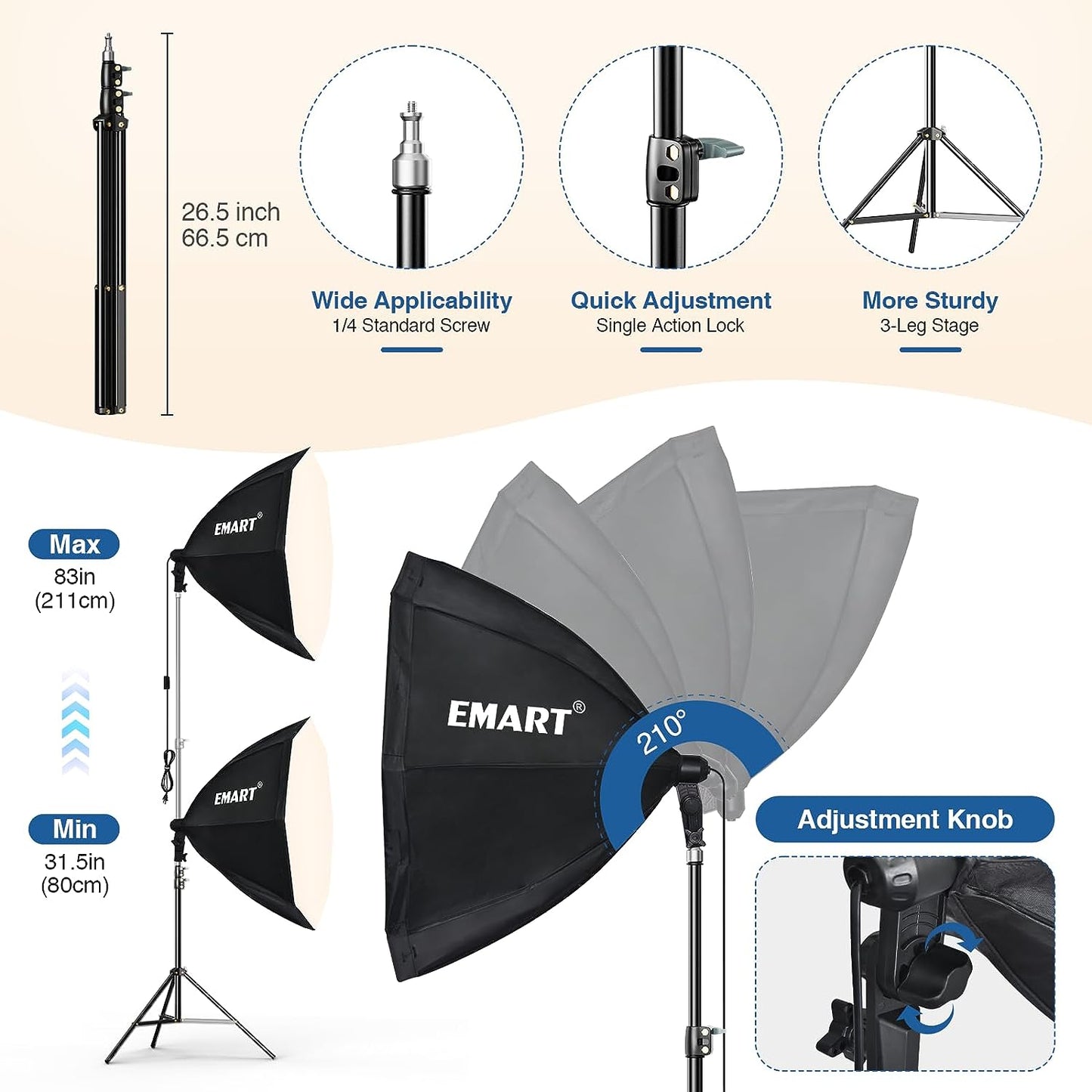 25.5" Soft Box Lights Kit with 2x135W Remote Controlled LED Bulb