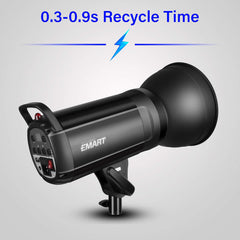 Emart 300W GN.54 5600K Professional Studio Flash Strobe Light Monolight with 2.4G Wireless Trigger and Modeling Lamp, Aluminum Alloy Construction for Indoor Model Photography and Portrait Photography
