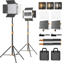 2 Packs Dimmable Bi-Color 480 LED Video Lighting Kit