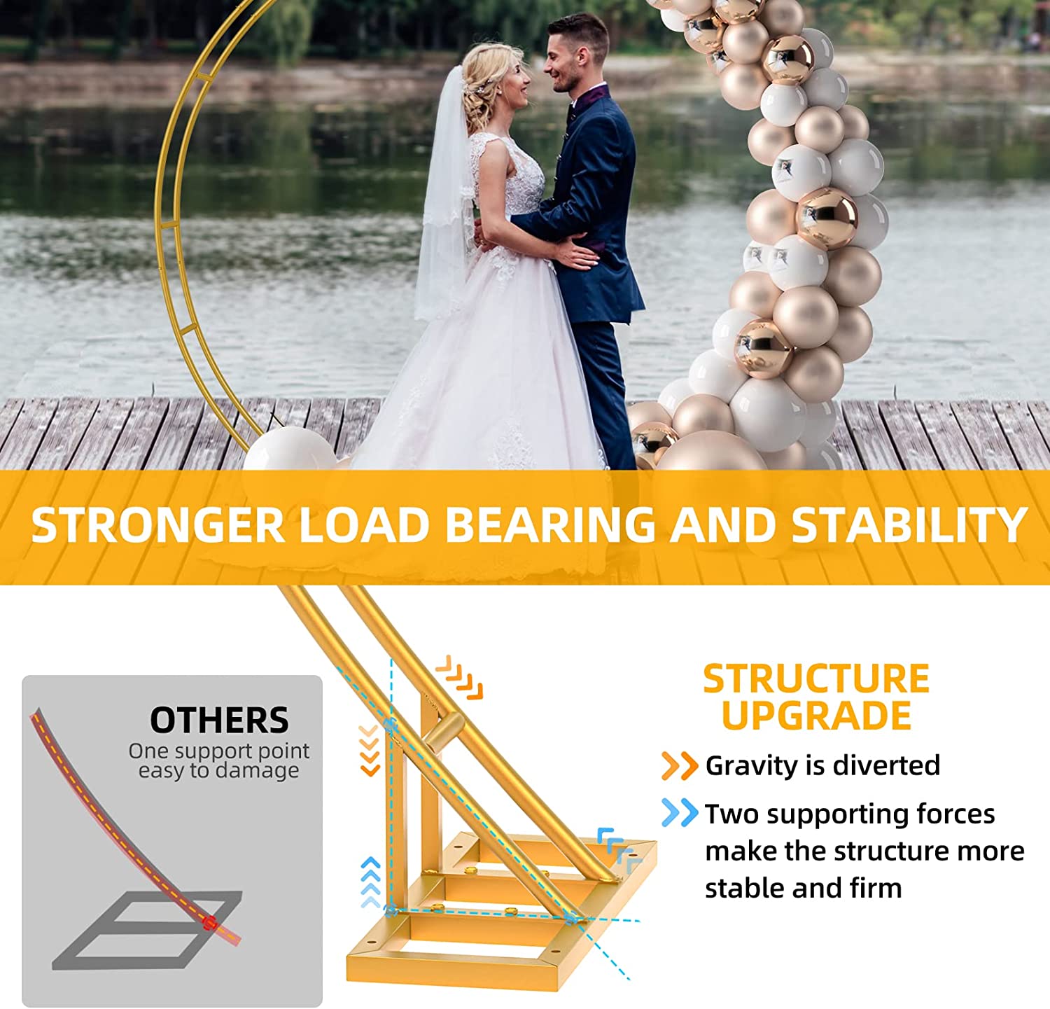 EMART 6.5x7.8FT Gold Round Backdrop Stand, Double Tubes Circle Balloon Arch Frame, Metal Flower Arch Stand for Wedding - EMART INTERNATIONAL, INC (Official Website)