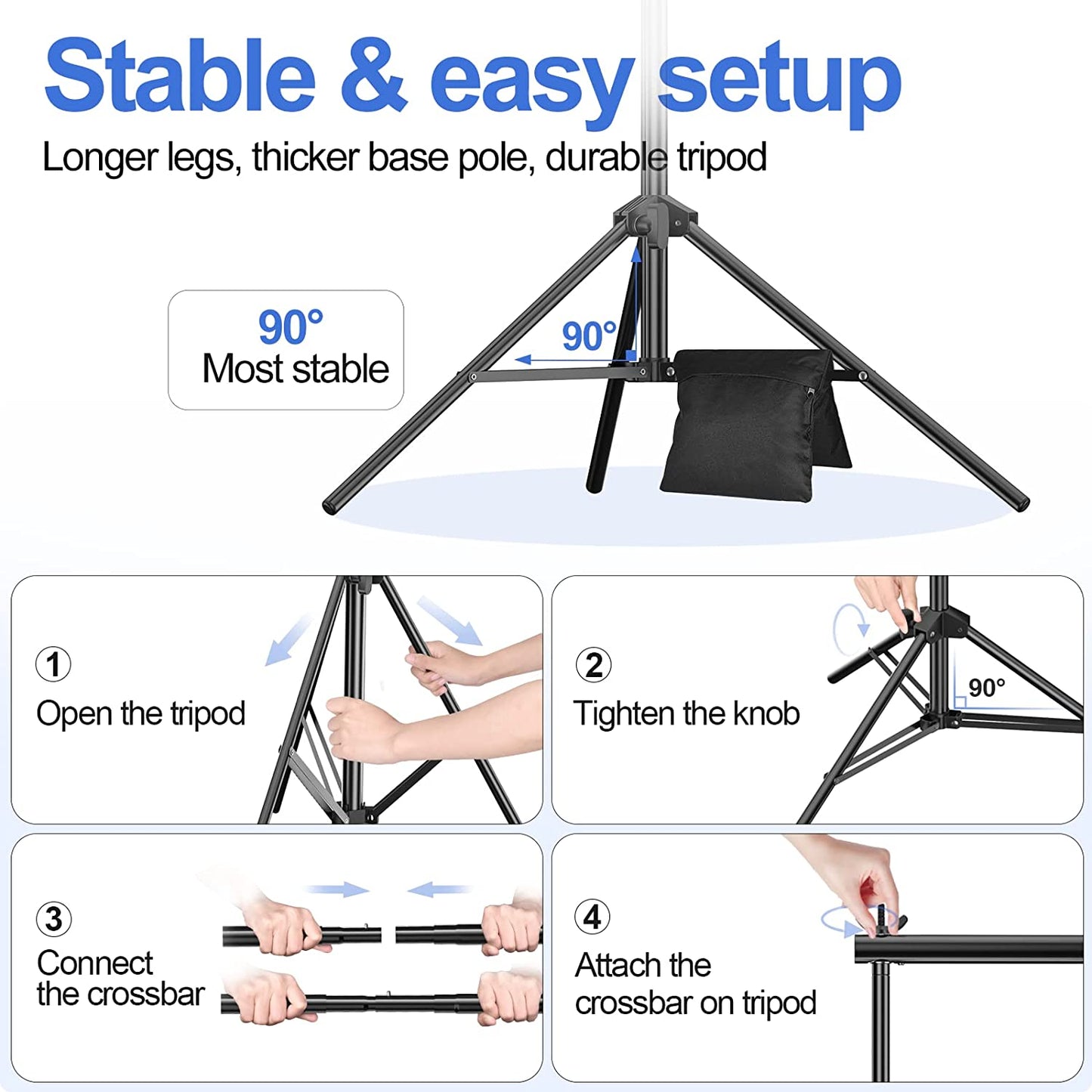 【Light Weight】 Flip-Lock Design Backdrop Stand with 2 Cross Bars
