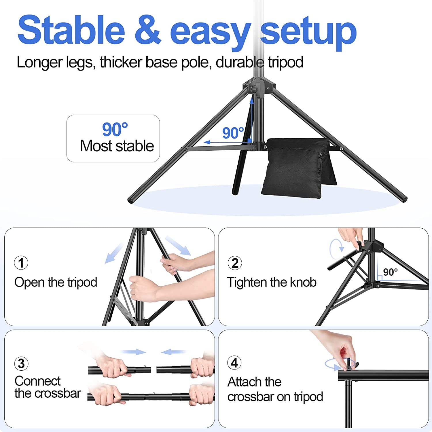 EMART Photo Video Studio 10Ft Adjustable Background Stand Backdrop Support System Kit with Carry Bag