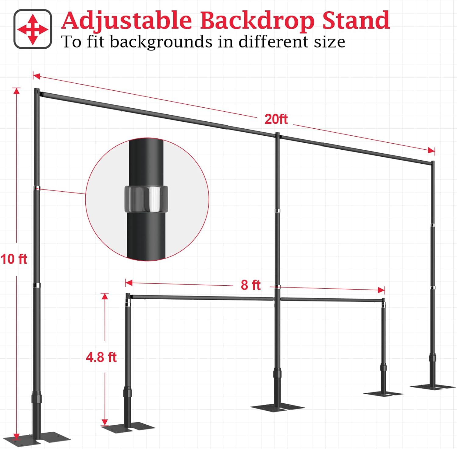 10ftx10ft Pipe and Drape Stand Kit-Black