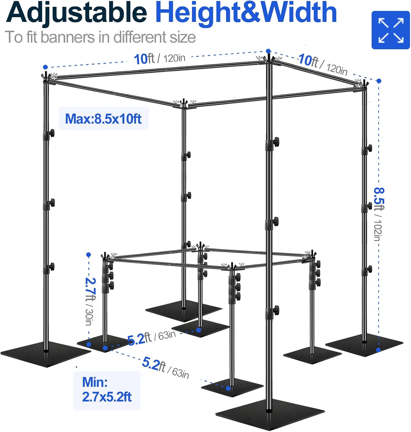 8.5x10ft Square Pipe and Drape Background Frame Kit