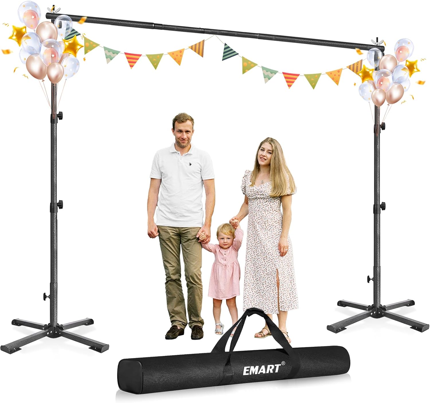 8.5 x 10 ft Four-Legged Photo Backdrop Stand Kit with Foldable Cross Base