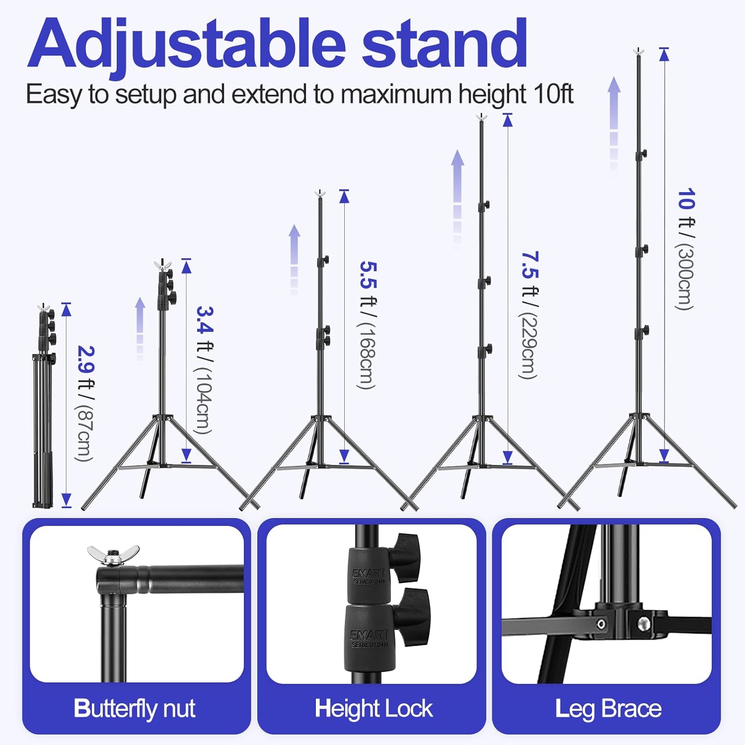 10x10FT Lockable Heavy Duty Backdrop Stand Kit