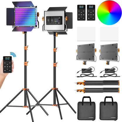 2 Packs 480 RGB LED Video Lighting Kit