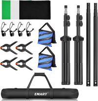 EMART 7×10 ft Stand Kit with Polyester Backdrop(Black/White/Green)