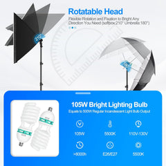 【Clearance】Umbrella Soft Box Lighting Kit 105W/5500