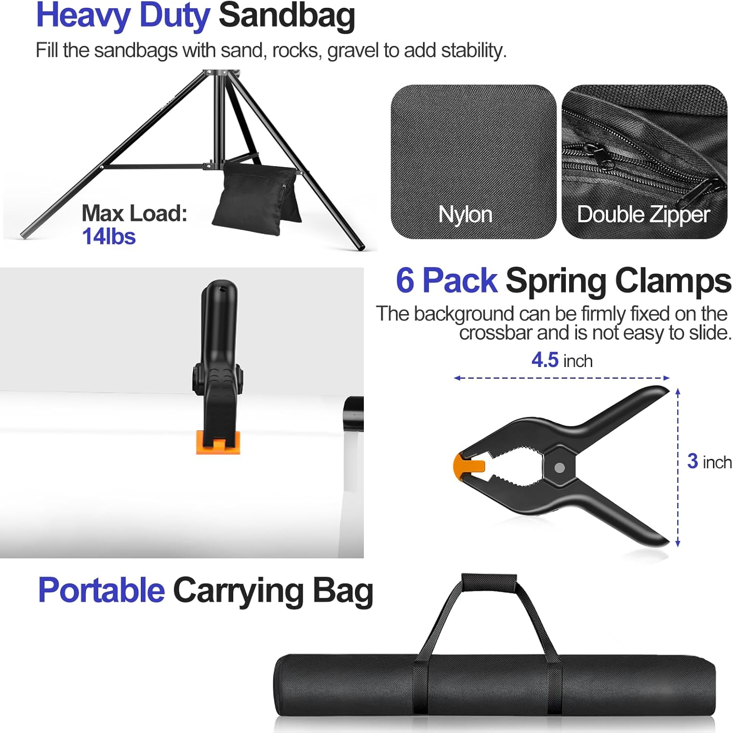 10x10FT Lockable Heavy Duty Backdrop Stand Kit