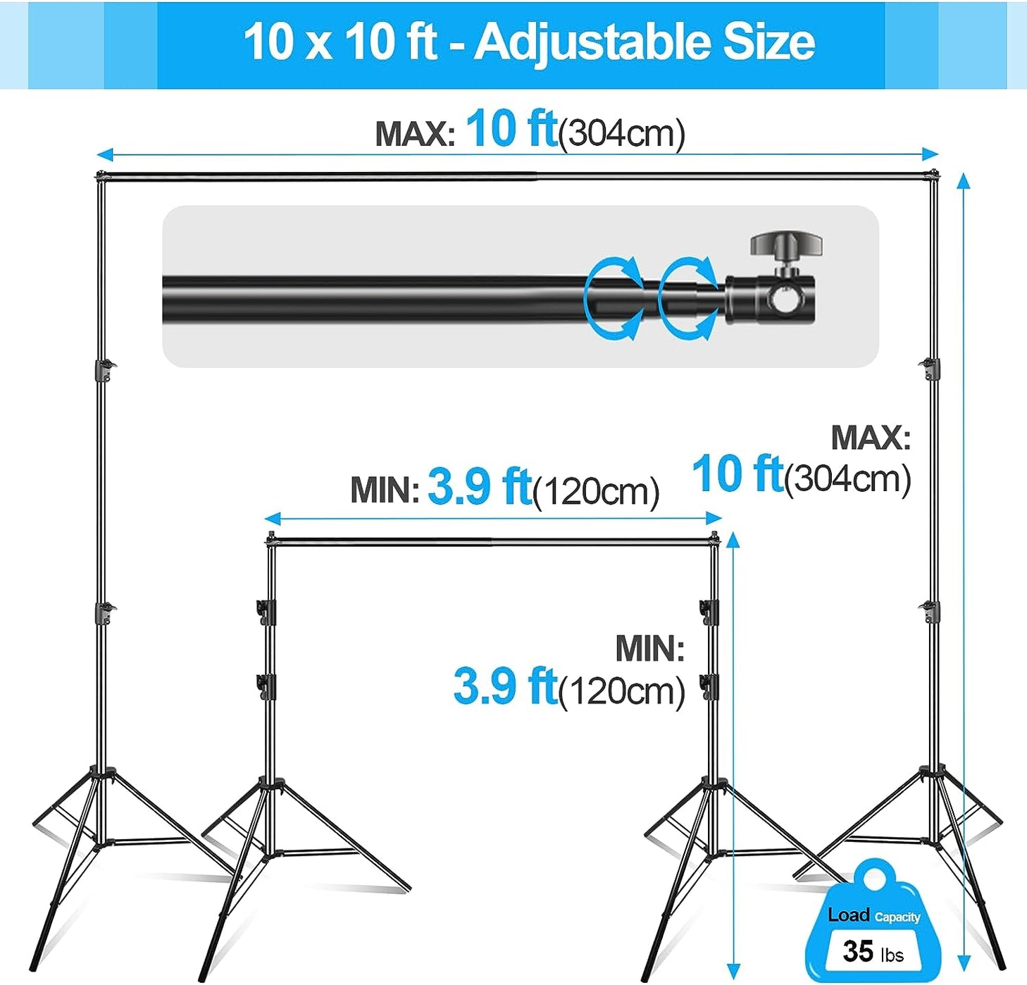 10 x 10 ft Heavy Duty Backdrop Support System Kit