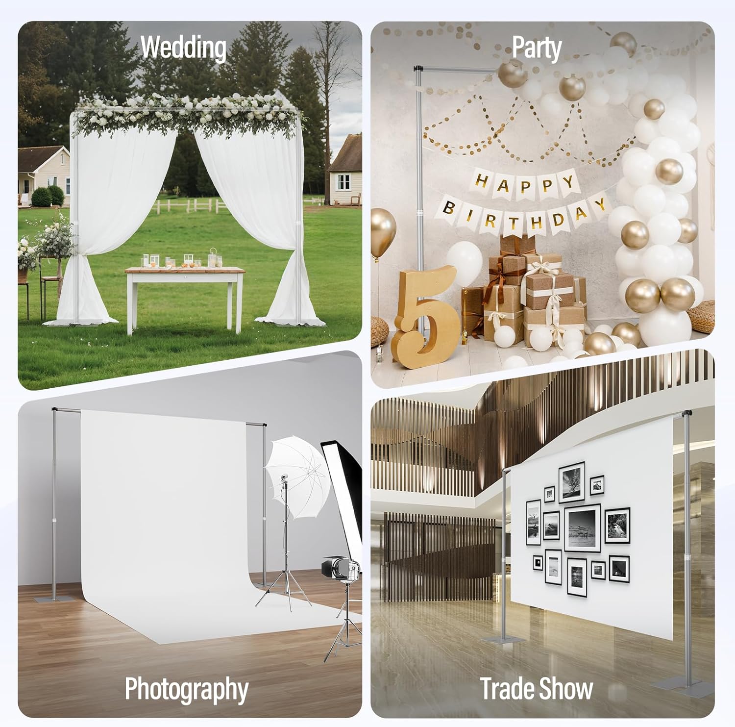 Heavy Duty Pipe and Drape Adjustable Backdrop Stand Kit-Silver
