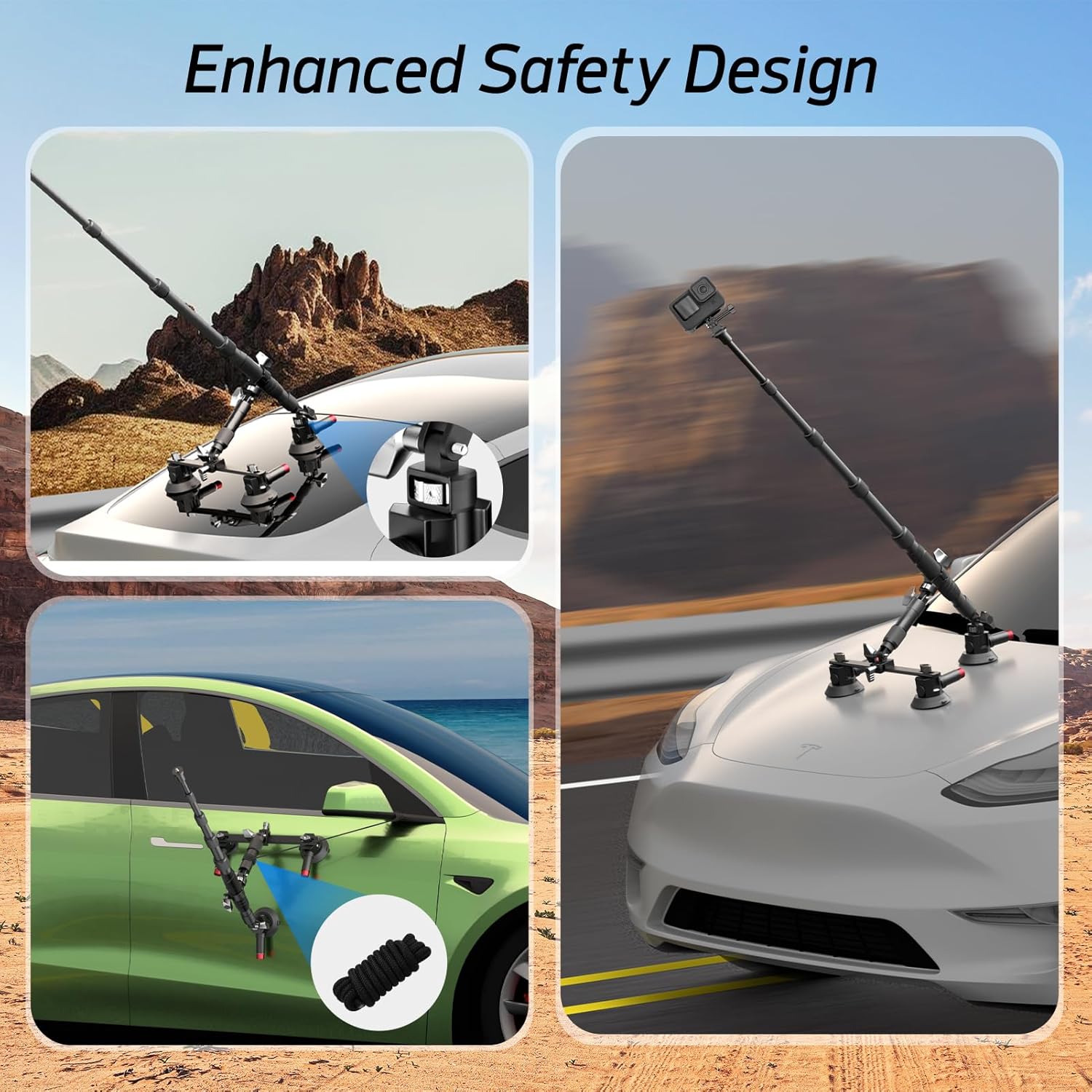 Car Mount with Triple Suction Cup