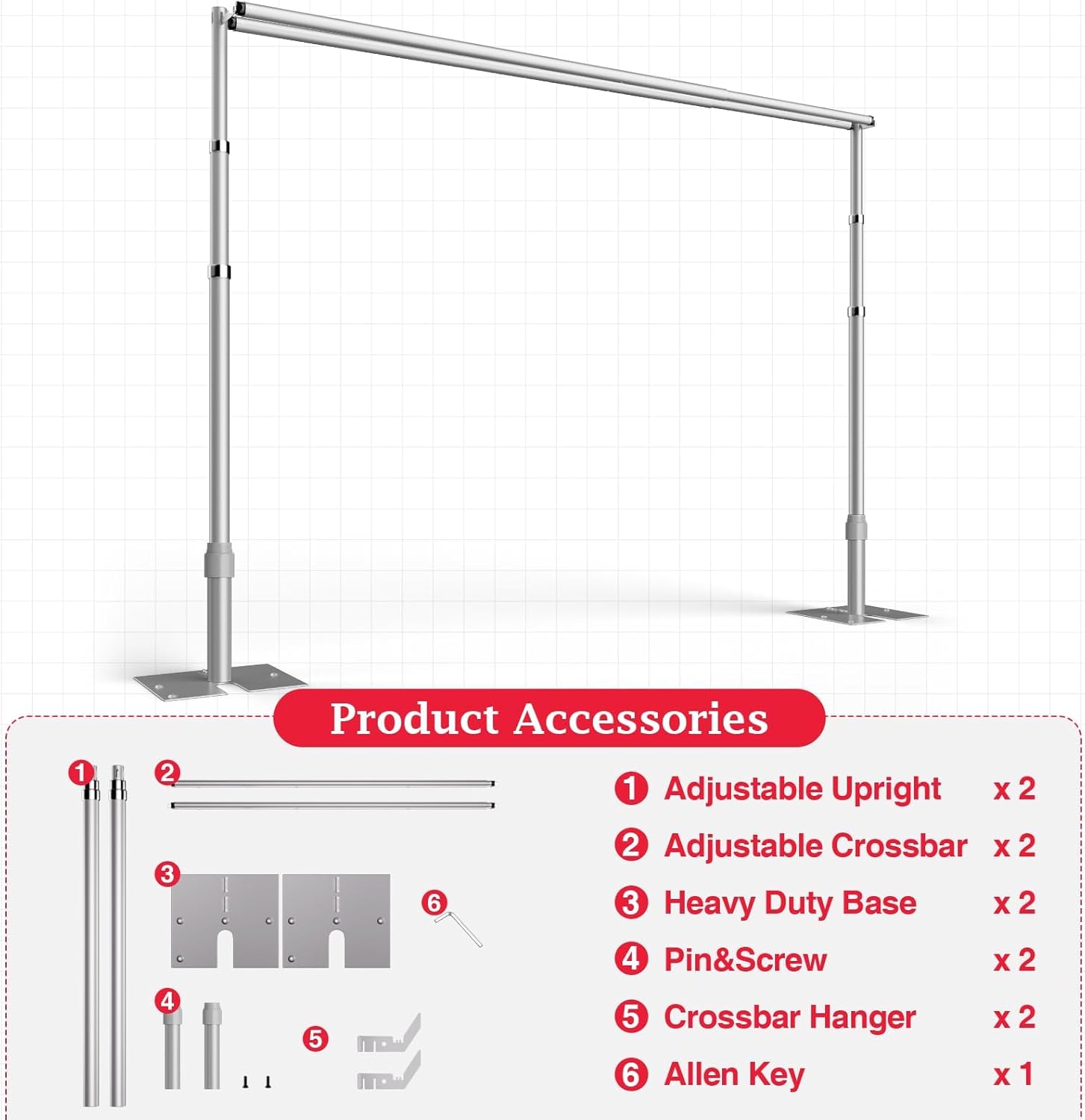10x10Ft Double Crossbar Pipe and Drape Photo Background Support Kit