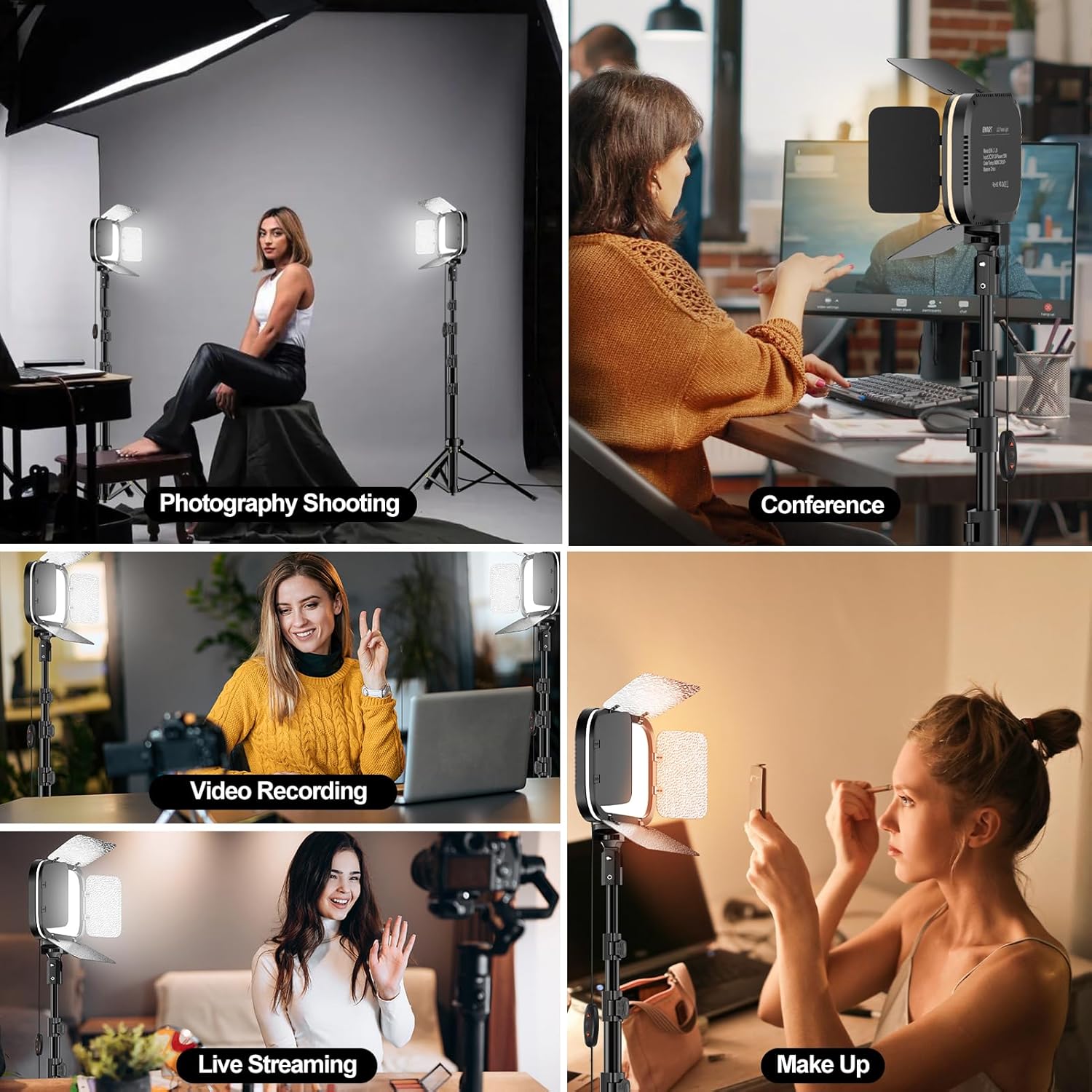 2-Pack LED Video Light with Tripod Stand, 3000-5500K CRI97, Bi-Color Dimmable Lighting