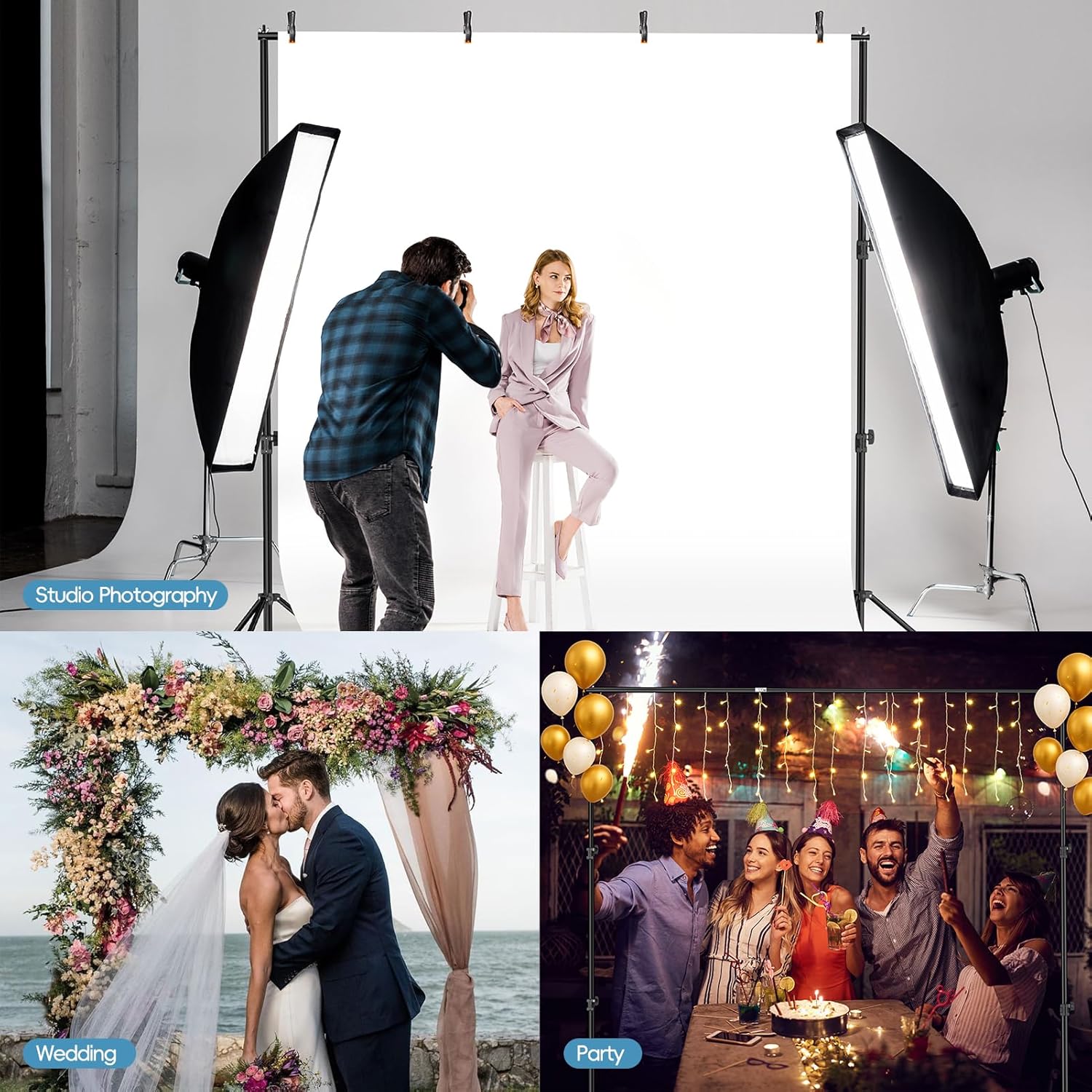 10x10 Ft Photo Video Studio Heavy-Duty Adjustable Backdrop Stand
