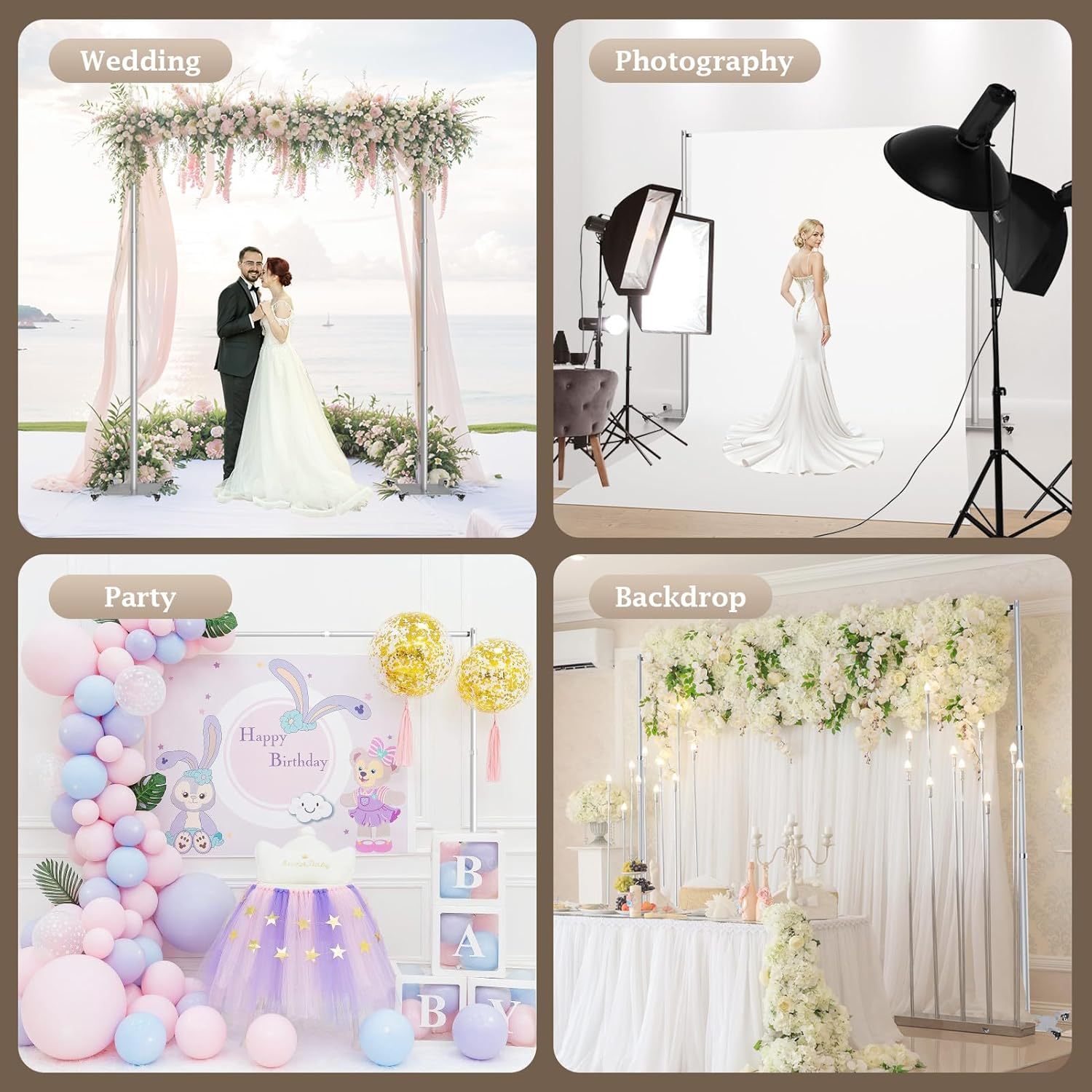 10ftx10ft Pipe and Drape Backdrop Stand Kit with Wheels