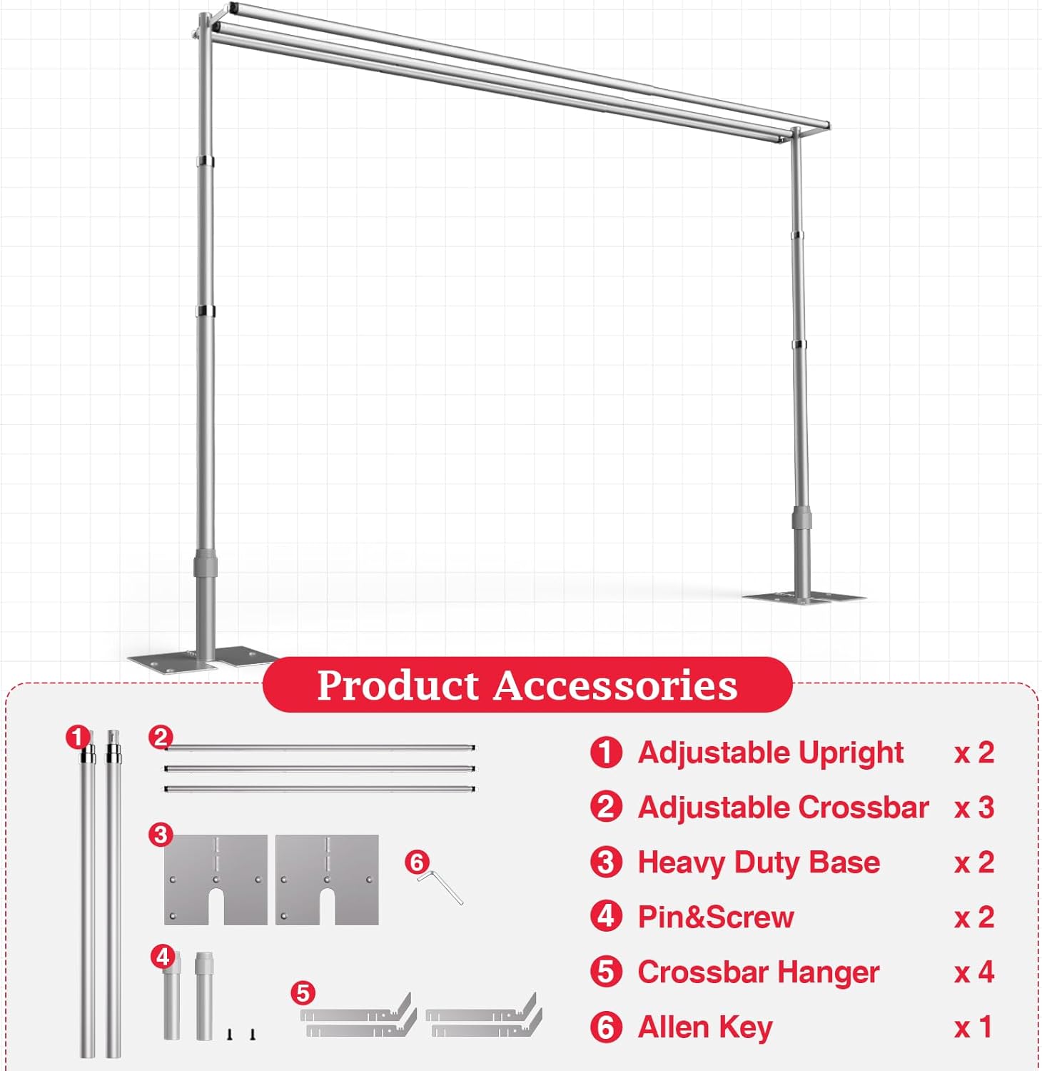 10x10Ft Three Crossbar Pipe and Drape Photo Background Support Kit