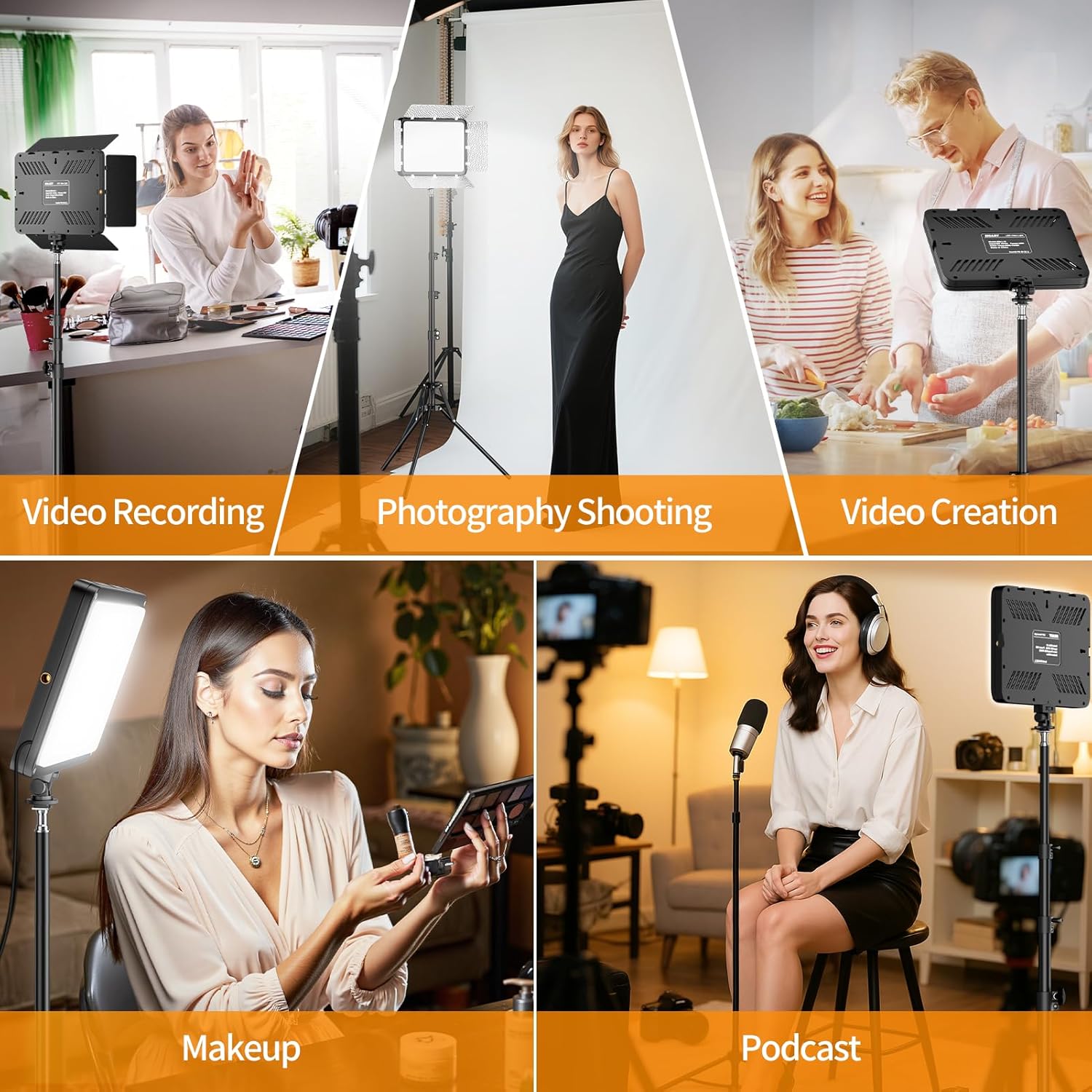 60" Tripod LED Video Light Kit, Upgrade 2800-7000K Dimmable Lighting
