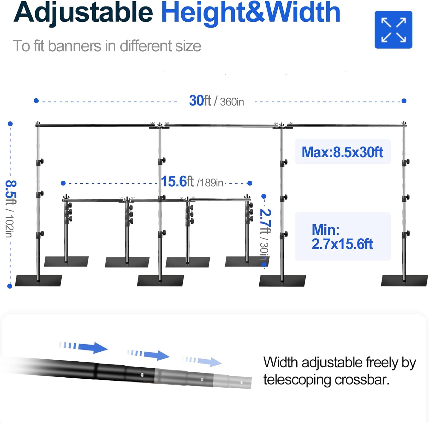 Large Heavy Duty Backdrop Stand Kit