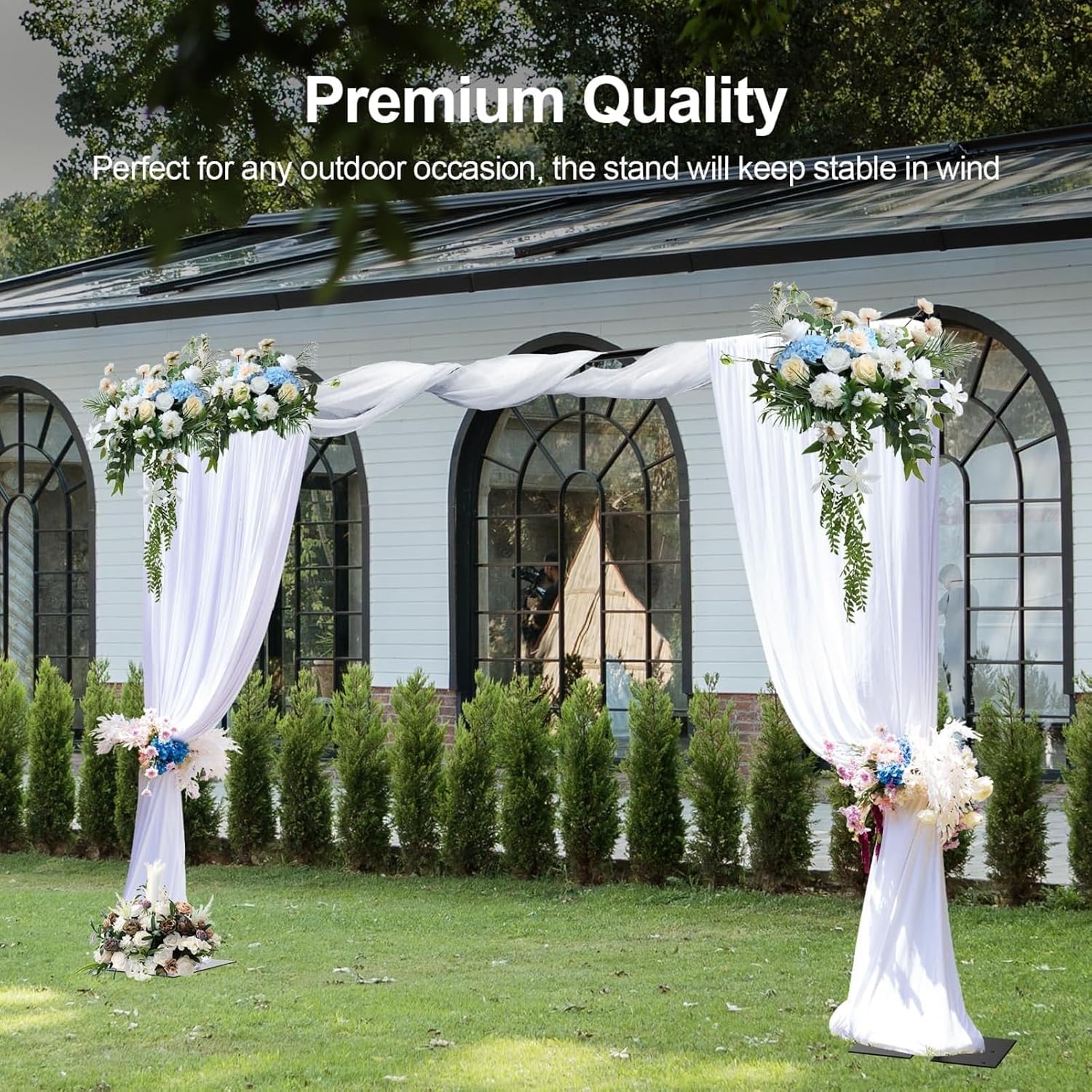 Black EMART 10x10ft Heavy Duty Backdrop Stand, Pipe and Drape with Flat Base