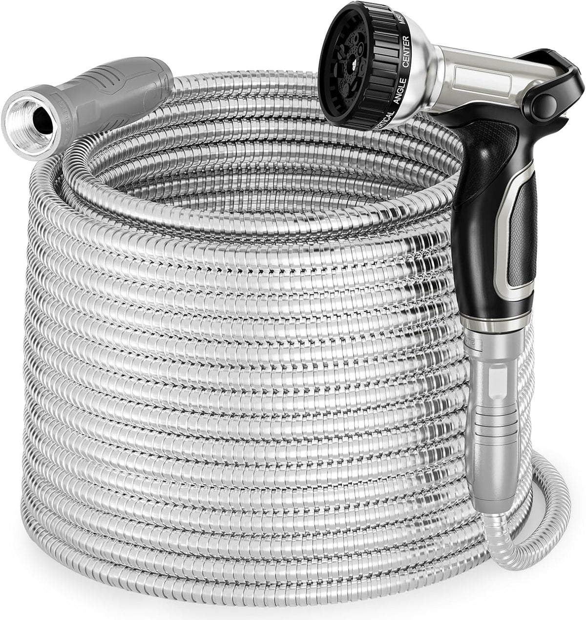 Stainless Steel Garden Water Hose with Swivel Handle, Light-weight & Flexible, Heavy Duty Nozzle