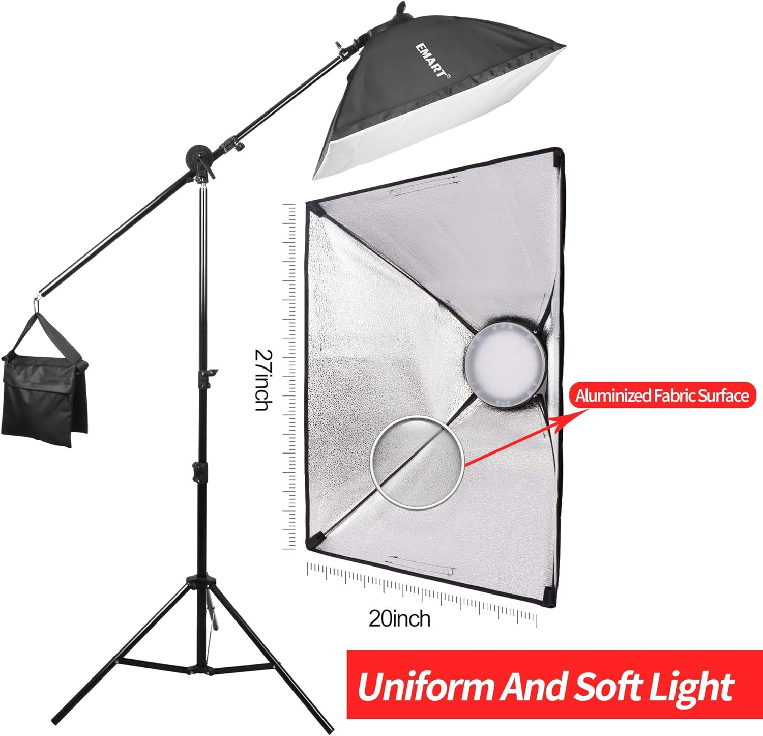 45W Dimmable Overhead Softbox Led Boom Arm Hairlight