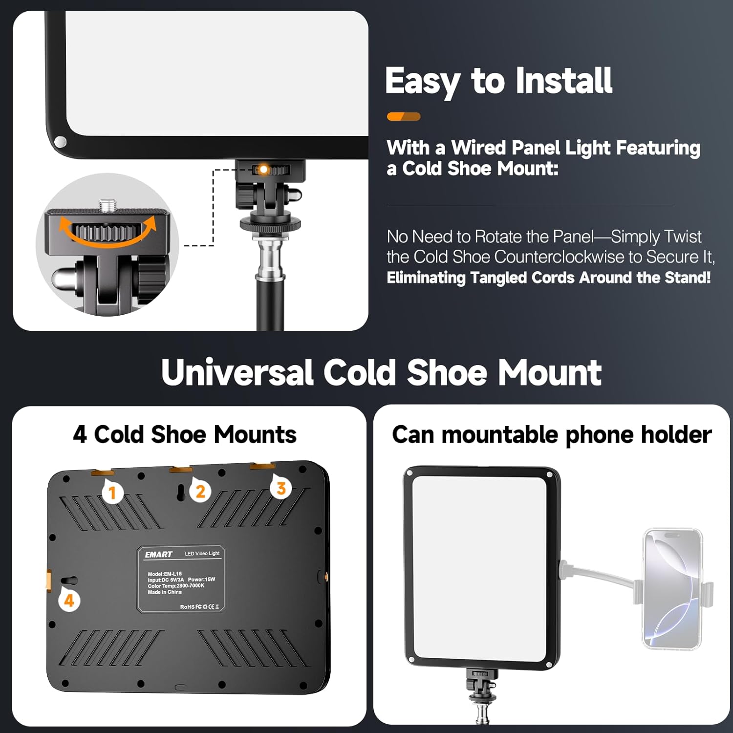 60" Tripod LED Video Light Kit, Upgrade 2800-7000K Dimmable Lighting
