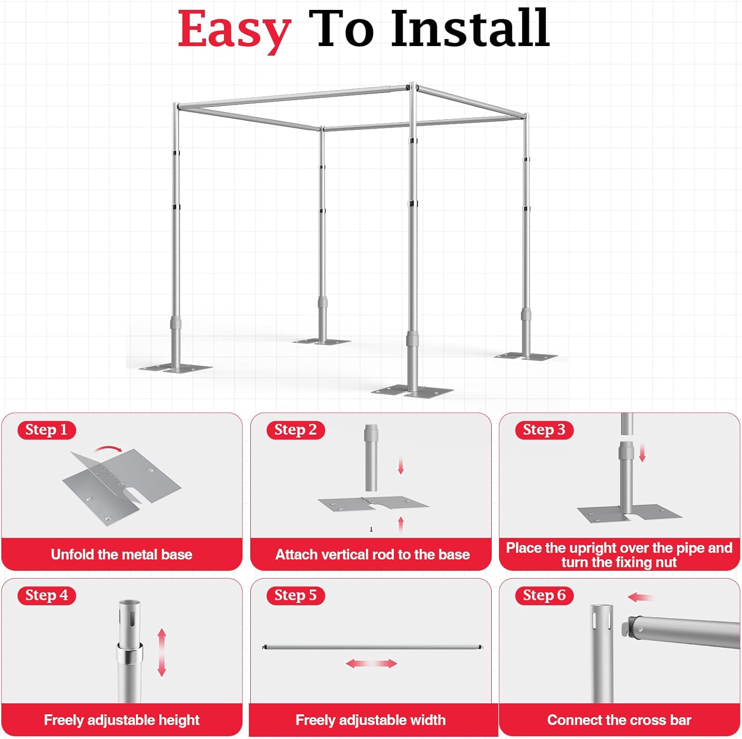 10Ft Square Pipe and Drape Heavy Duty Photo Background Support Kit