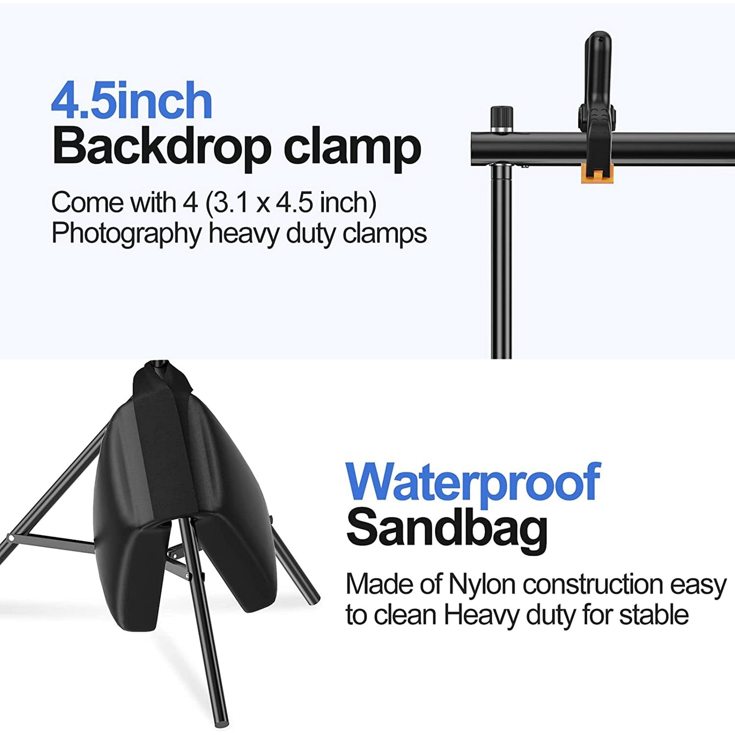 IAZ Photo Backdrop Stand 10 x 7 ft, Adjustable Photography Background Support System Stand for Parties, Photo Video Studio-Black