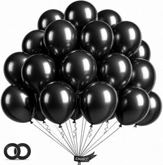 EMART Black Balloons 12 Inch 100pcs, Latex Balloons for Party(with Ribbon) ,Suit Helium Quaility, for Birthday Party, Baby Shower, Wedding, Graduation, Halloween Christmas Decorations