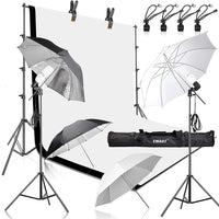 EMART 8.5x10ft Photography Backdrop Kit with 400W 5500K Daylight Umbrella Continuous Lighting Set, Black & White Backgrounds - EMART INTERNATIONAL, INC (Official Website)