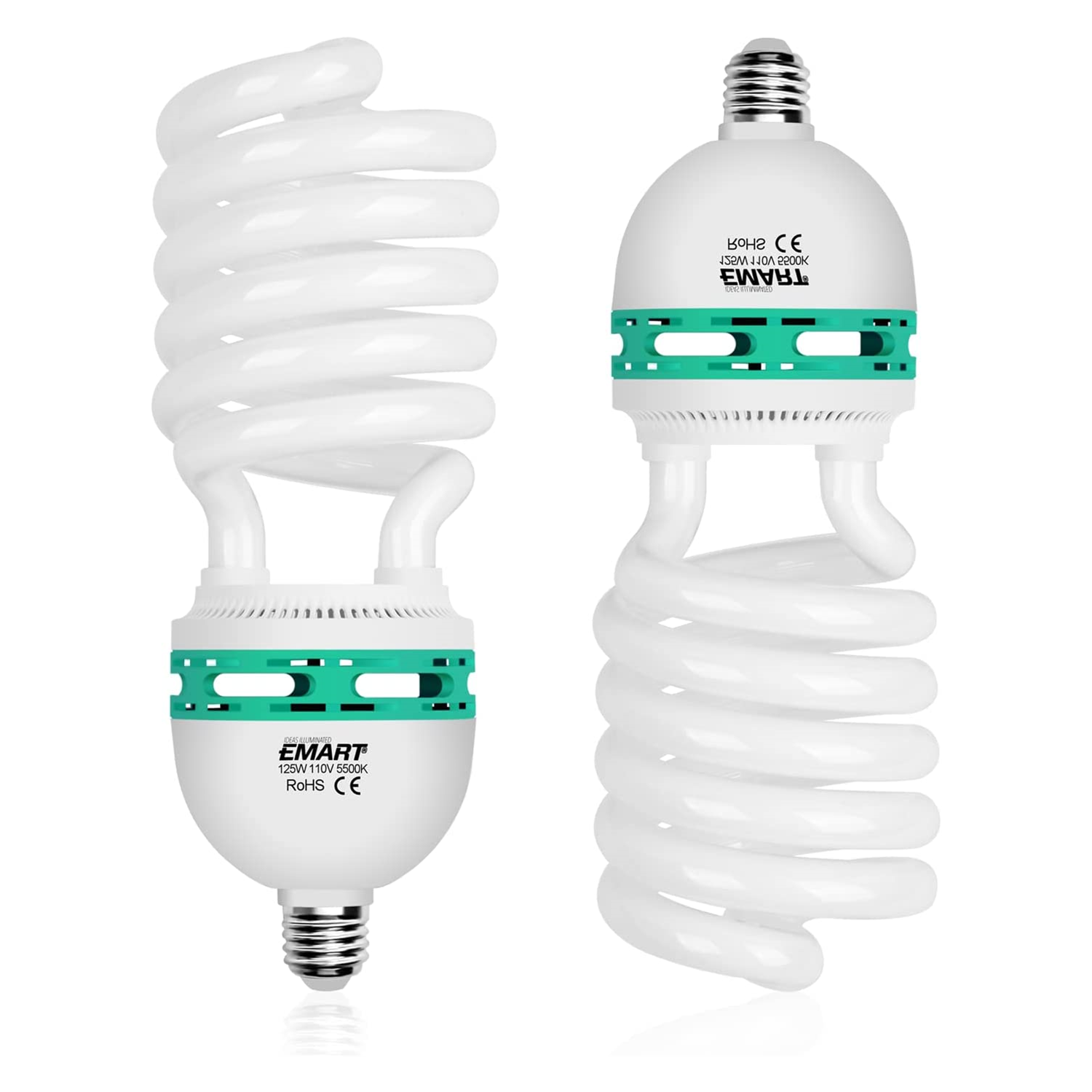 EMART 125W 5500K Photography Fluorescent Light Bulb, White Daylight Balanced CFL Grow Light Bulbs(E26/E27) - 2 Packs - EMART INTERNATIONAL, INC (Official Website)