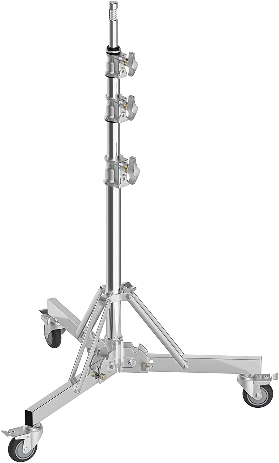 10.8ft Stainless Steel Light Stand with Casters, Spring Cushioned