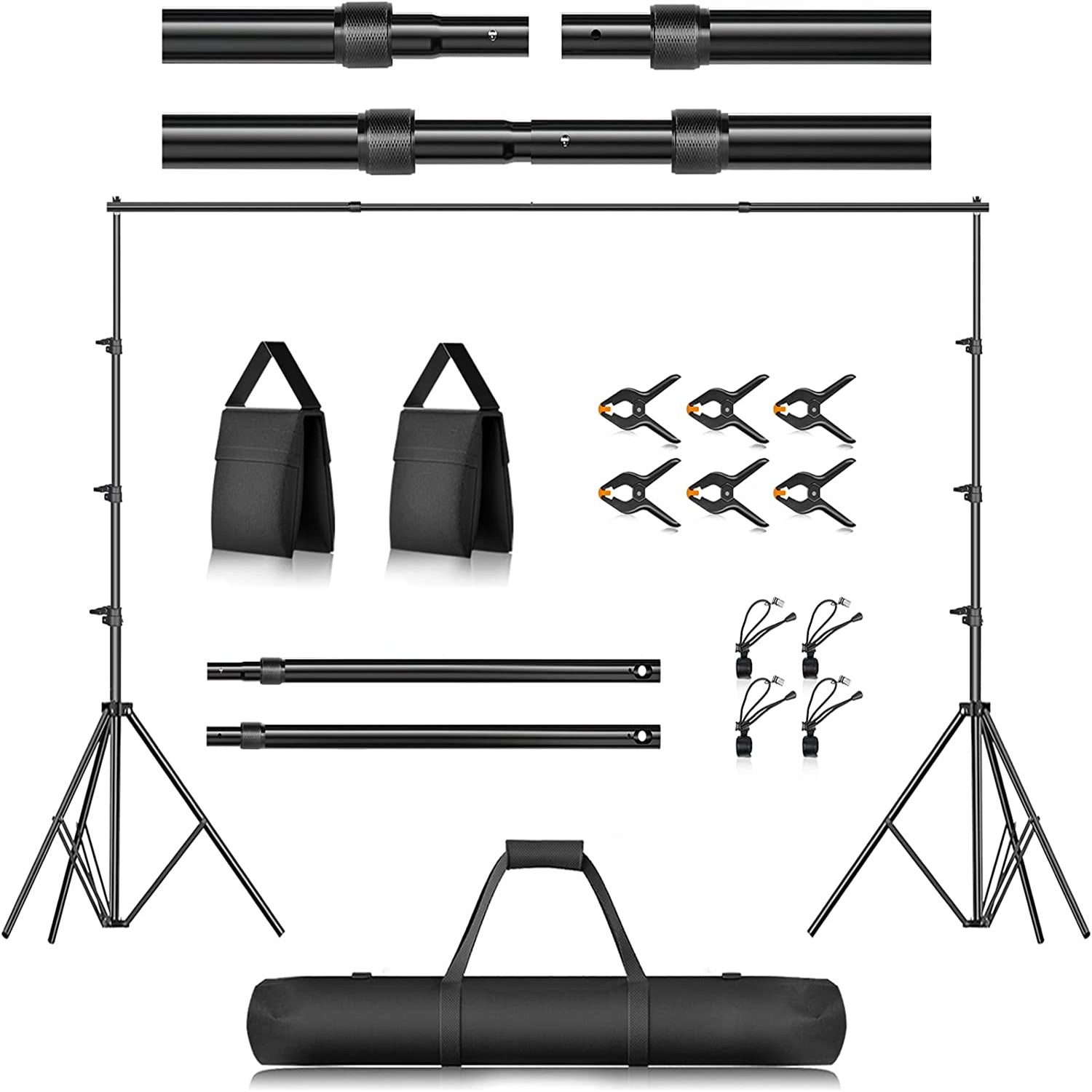 8.5 x 10 ft Upgraded Backdrop Stand Kit with Adjustable Knob Crossbars