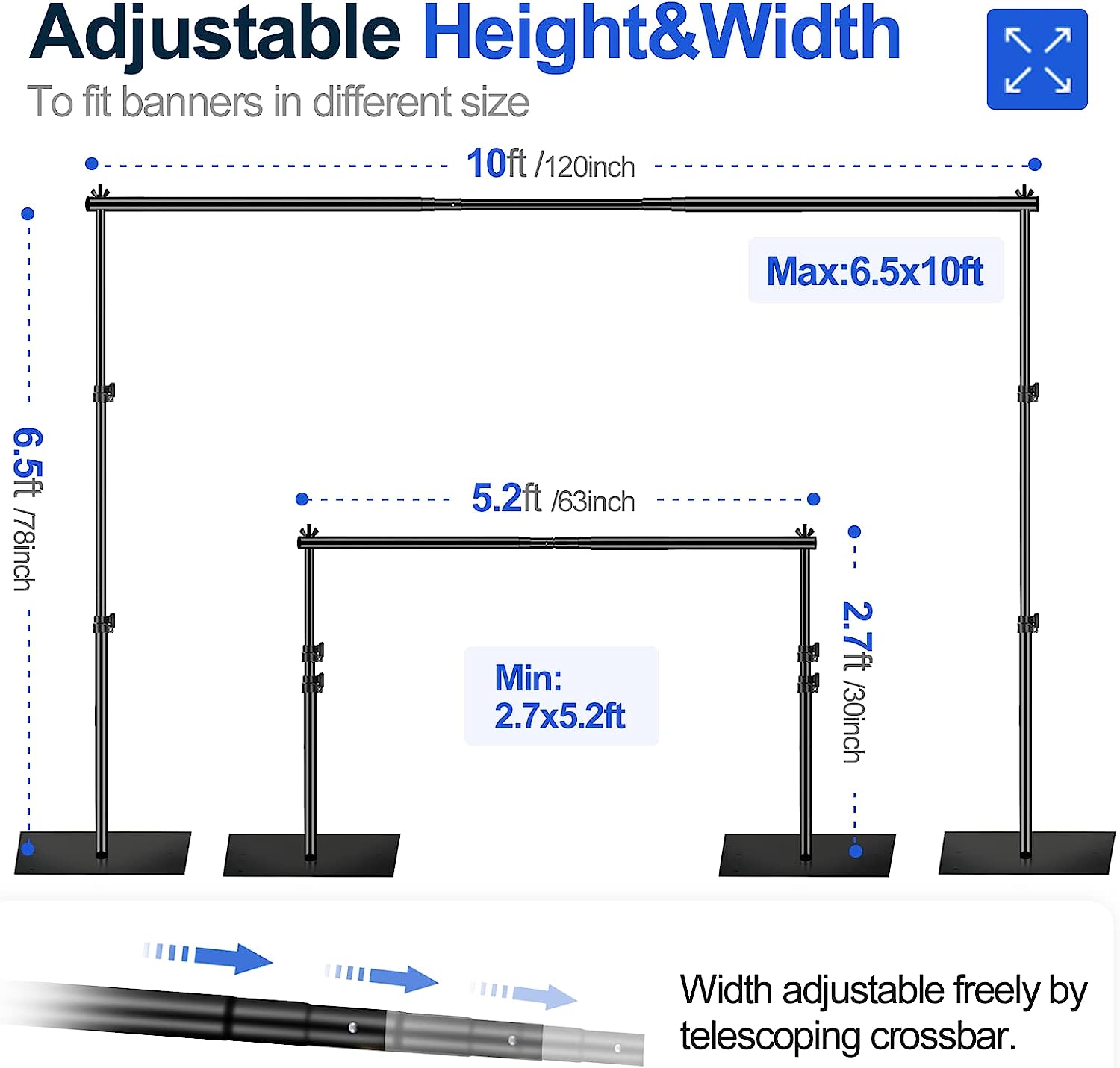 【Metal Base】Flat Steel Base Backdrop Stand