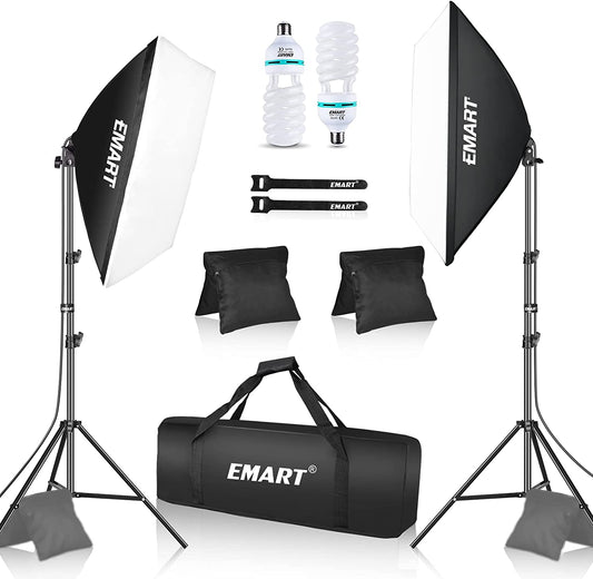 EMART 20"x28" Softbox Lighting Kit with Sandbag, Photography Soft Box Continuous Lighting Set with Photo Studio Bulbs - EMART INTERNATIONAL, INC (Official Website)