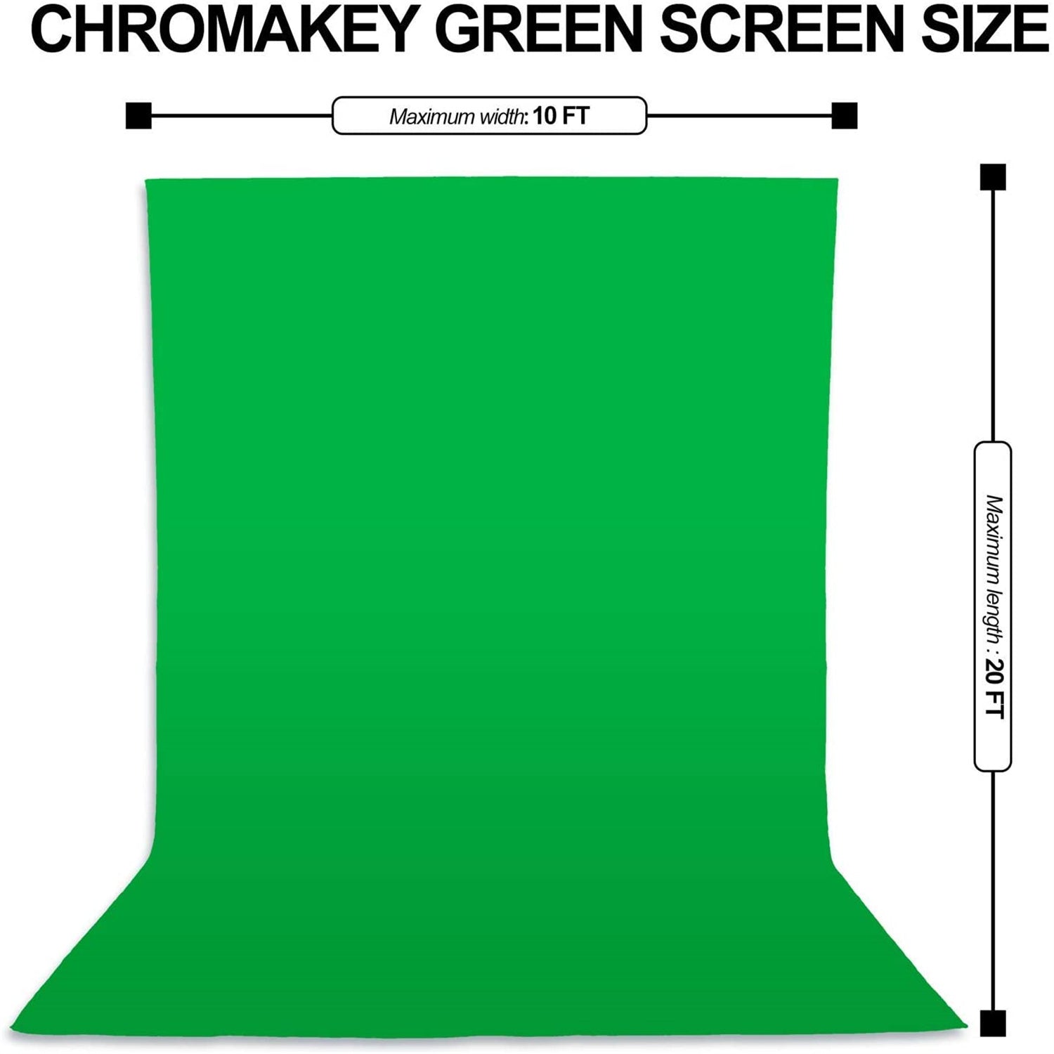EMART Four Sizes Muslin Cloth Background, Photography Green Screen Backdrop with 4 Clamps
