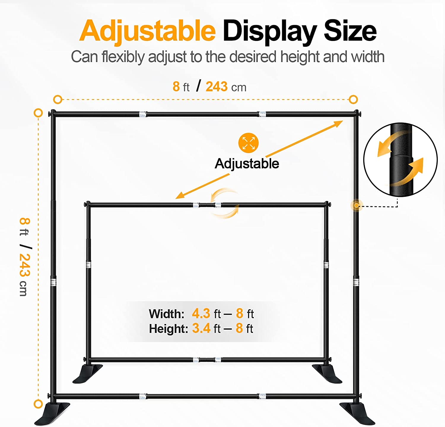 Banner Stand, 8x8 /10x8 / 10x10 ft Heavy Duty Adjustable Step and Repeat Backdrop Stand Kit - EMART INTERNATIONAL, INC (Official Website)