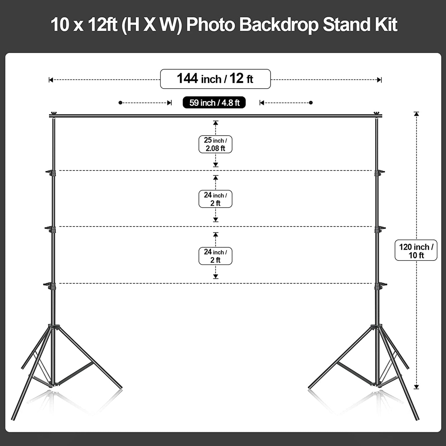 EMART 10 x 12ft Photo Backdrop Stand Kit, Adjustable Photography Video Studio Background Stand Support System - EMART INTERNATIONAL, INC (Official Website)