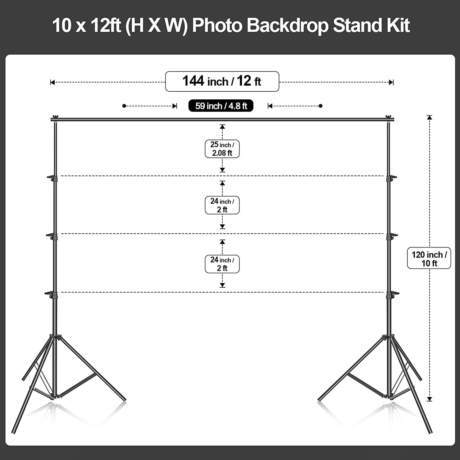 EMART 10 x 12ft Photo Backdrop Stand Kit, Adjustable Photography Video Studio Background Stand Support System - EMART INTERNATIONAL, INC (Official Website)