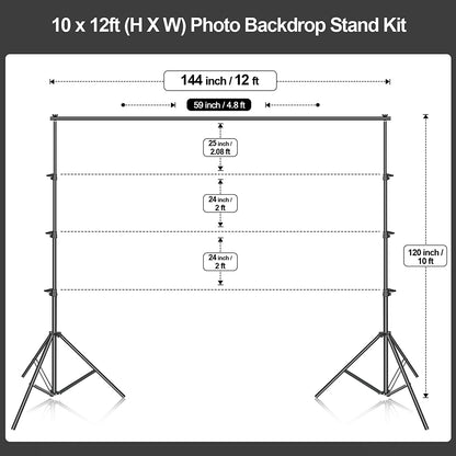 EMART 10 x 12ft Photo Backdrop Stand Kit, Adjustable Photography Video Studio Background Stand Support System - EMART INTERNATIONAL, INC (Official Website)