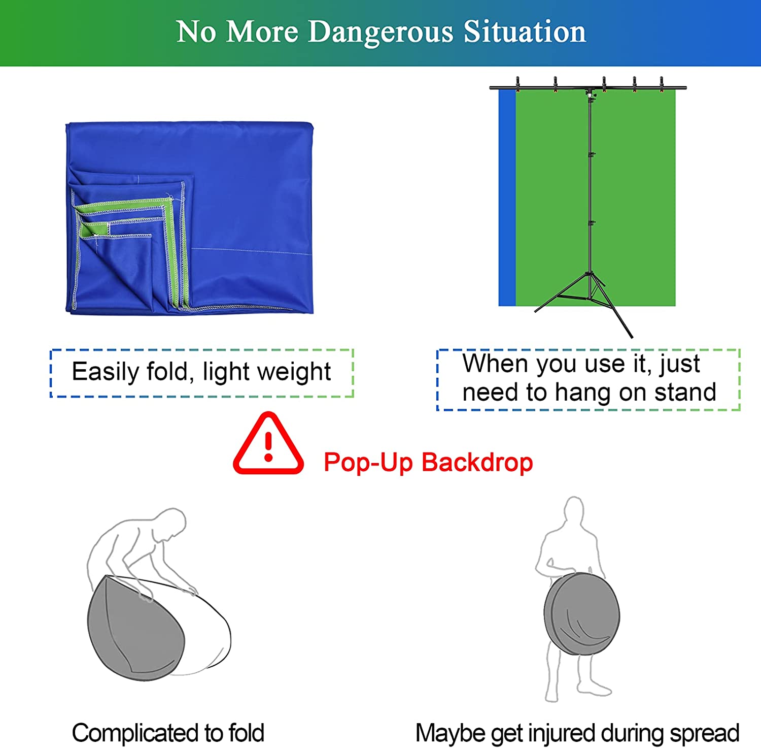 EMART 5 X 8.5ft Green and Blue Backdrop Stand Kit, Portable T-Shape Background Support with Photography Chromakey Screen - EMART INTERNATIONAL, INC (Official Website)