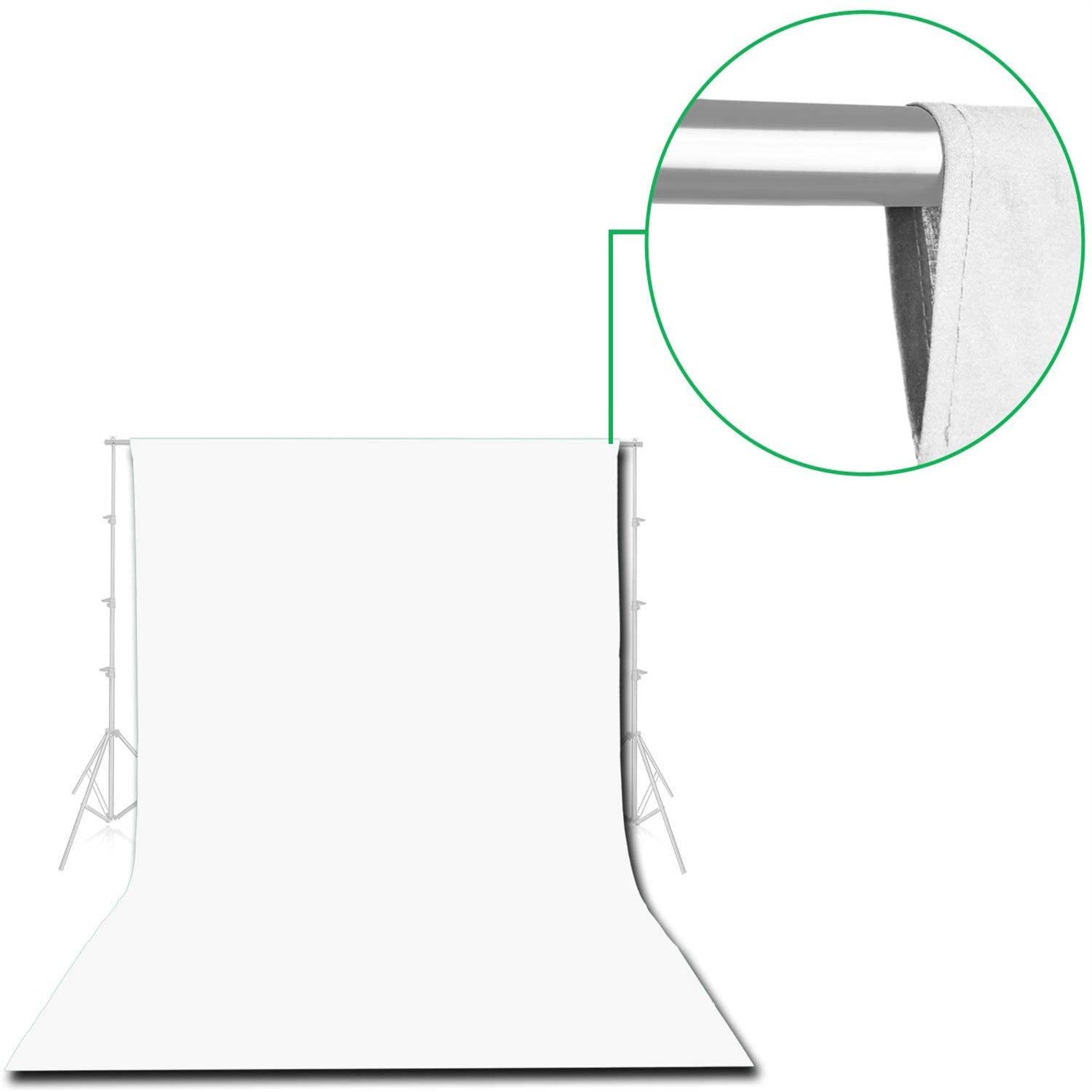EMART Four Sizes Muslin White Background with 4 Backdrop Clamps