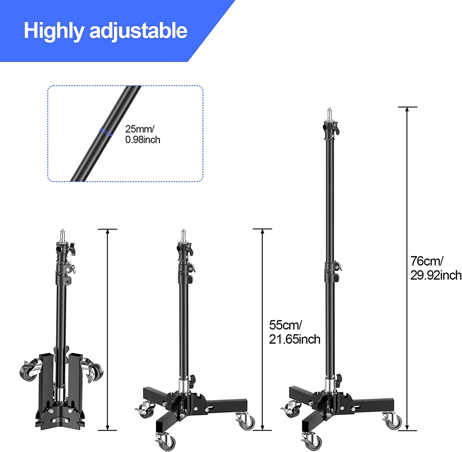 Photography Photo Studio 30 inch Mini Tripod Light Stand Base with Casters - EMART INTERNATIONAL, INC (Official Website)