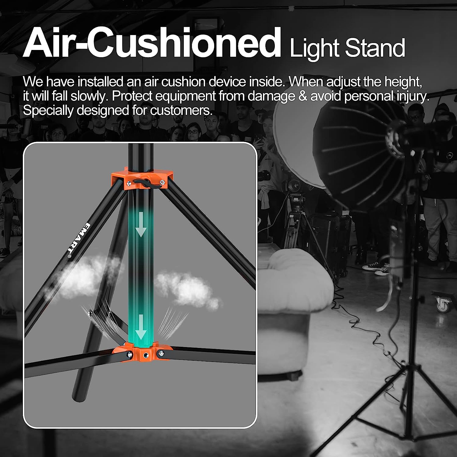 7ft/2.1m Air Cushioned Heavy Duty Light Stand, Photography Tripod- 2 Pack - EMART INTERNATIONAL, INC (Official Website)