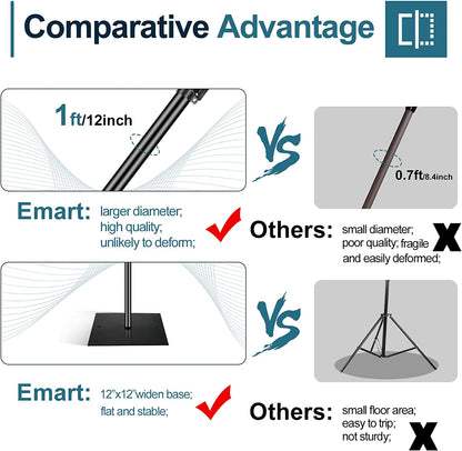 Heavy Duty Backdrop Stand, 7x10 ft Adjustable Background Support System Kit with Steel Base - EMART INTERNATIONAL, INC (Official Website)