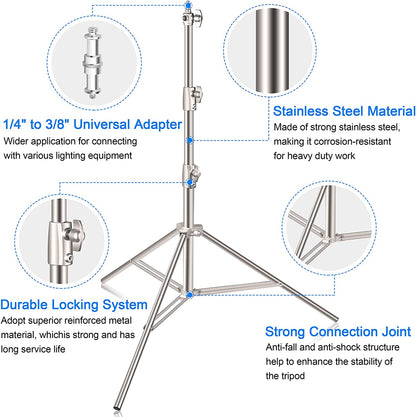 9.2ft/2.8m Stainless Steel Light Stand, Spring Cushioned Heavy Duty Tripod Stand - EMART INTERNATIONAL, INC (Official Website)